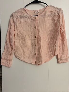 Cat and Jack NWOT Light Pink Gauze Button-Front Top - Soft Textured Blouse